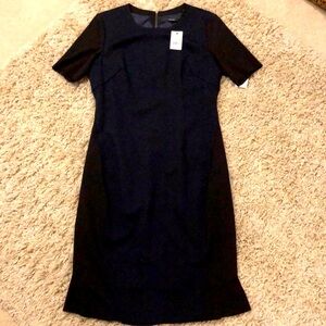 Tahari 8 Navy and Black Short Sleeve Dress